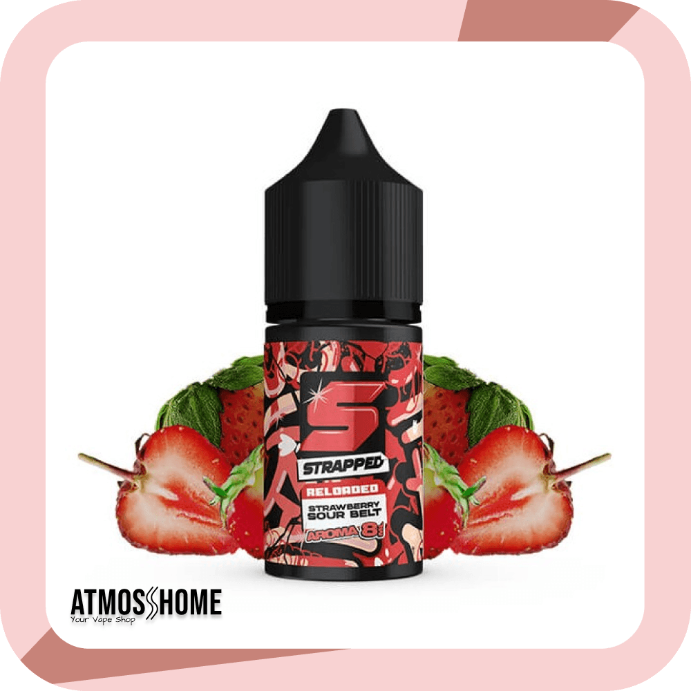 Strapped Reloaded Strawberry Sour Belt Flavour Shot 30ml AtmosHome